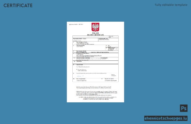 Polnische Sterbeurkunde – Beispielansicht in Word und PDF